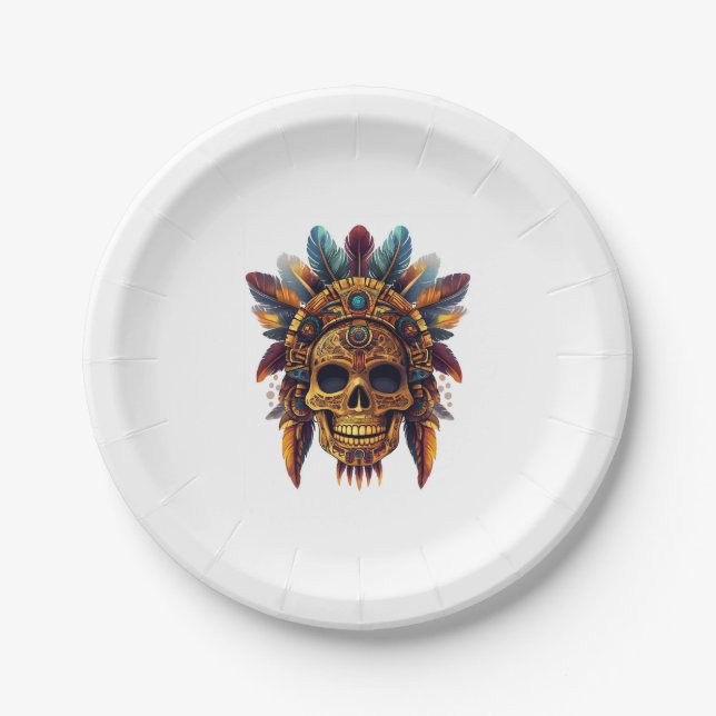 Aztec Skull Relic Paper Plates (Front)