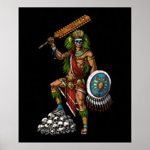 Aztec Skull Warrior Poster