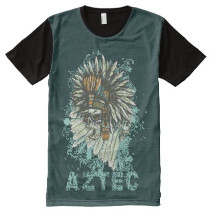 Aztec Skull with Plume | Cool Vintage Gift All-Over-Print Shirt
