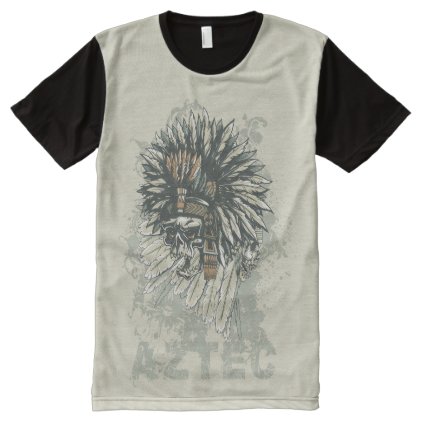 Aztec Skull with Plume | Cool Vintage Gift All-Over-Print T-Shirt