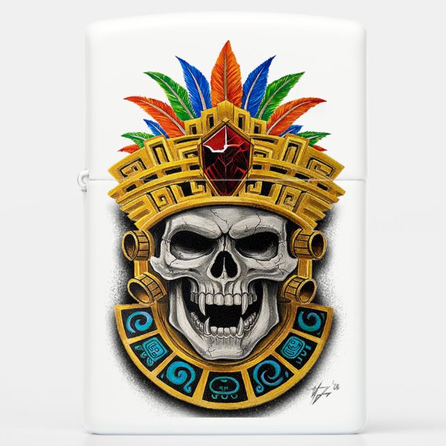 Aztec Skull zippo lighter  (Front)