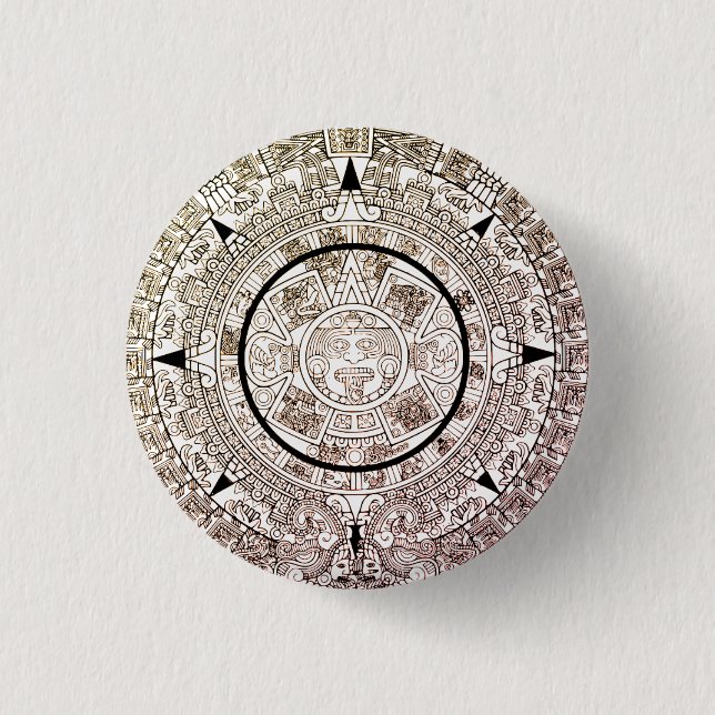Aztec Solar Disk Calendar Button (Front)