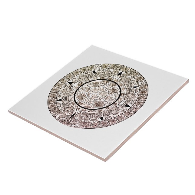 Aztec Solar Disk Calendar Ceramic Tile (Side)