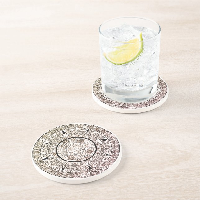 Aztec Solar Disk Calendar Coaster (Side)