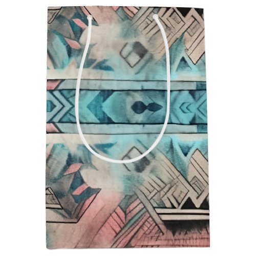 Aztec Southwestern Pastel Pink And Blue Medium Gift Bag