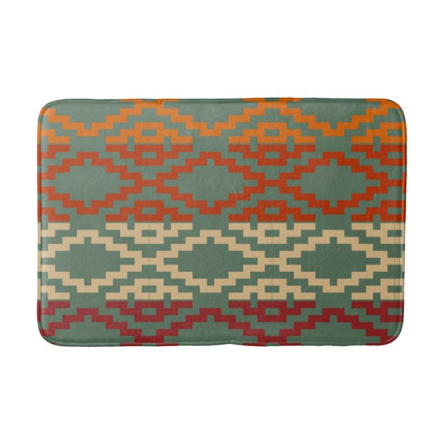 Aztec Southwestern Tribal Diamonds Bath Mat (Front)