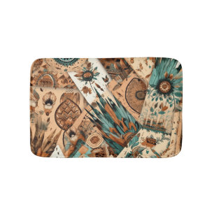 Aztec Southwestern Tribal Feathers Bath Mat