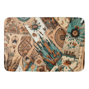 Aztec Southwestern Tribal Feathers Bath Mat