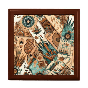 Aztec Southwestern Tribal Feathers Gift Box