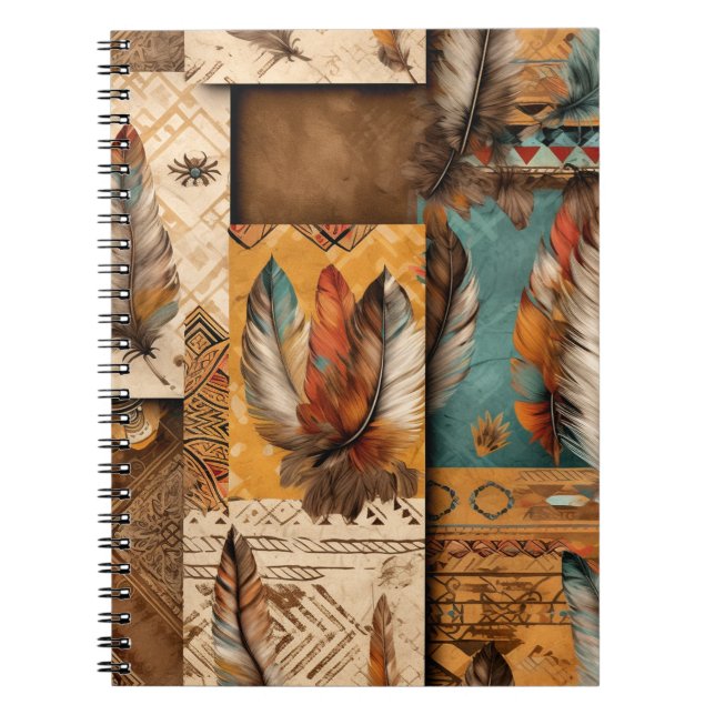 Aztec Southwestern Tribal Feathers Notebook (Front)