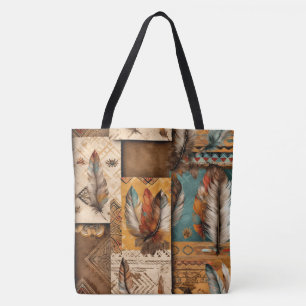 Aztec Southwestern Tribal Feathers Tote Bag