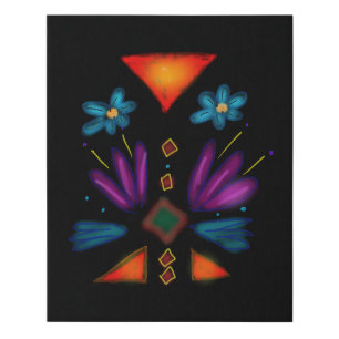 Aztec Spaceman Colorful Art Faux Canvas Print