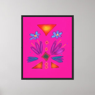 Aztec Spaceman Colorful Art Pink Canvas Print