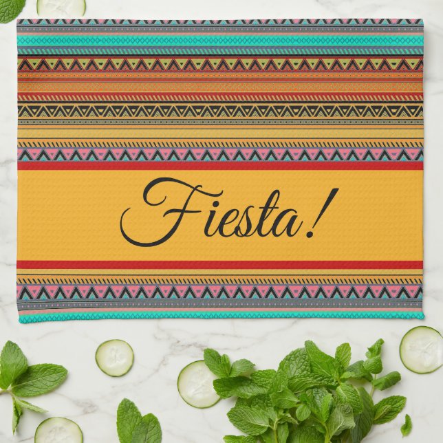 Aztec stripes "Fiesta"  Kitchen Towel (Folded)