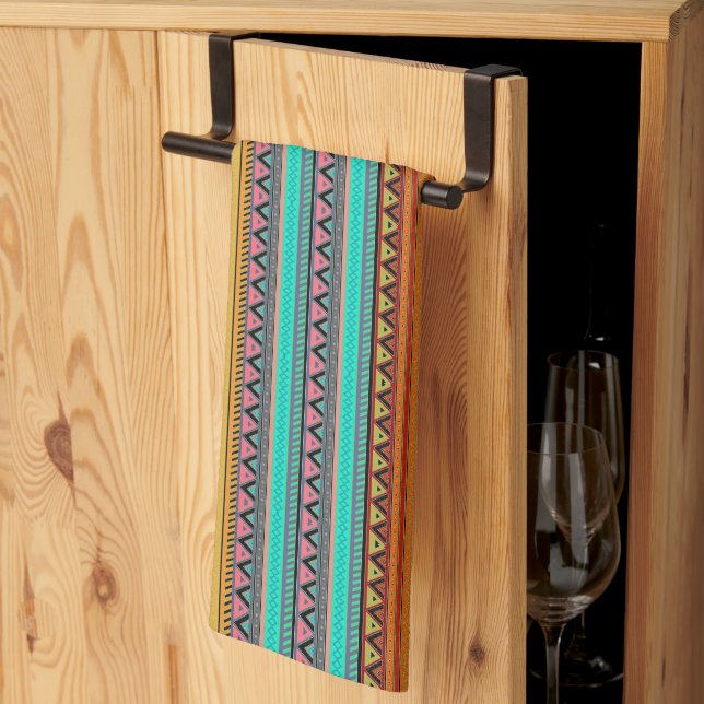 Aztec stripes kitchen towel (Thirds Fold)