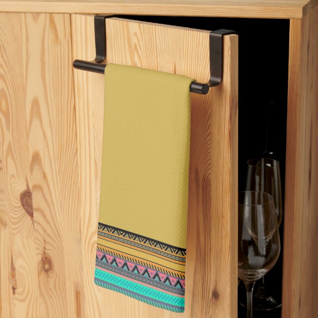 Aztec stripes kitchen towel (Thirds Fold)