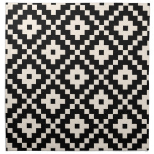 Aztec Style Block Print – Black and Cream Cloth Napkin