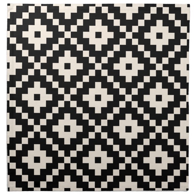Aztec Style Block Print – Black and Cream Cloth Napkin (Front)