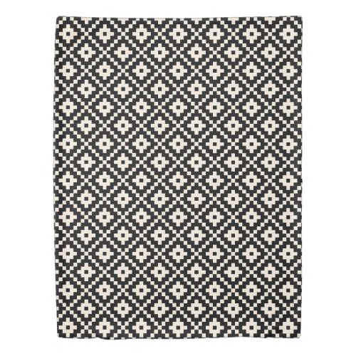 Aztec Style Block Print BlackCream Pattern Duvet Cover