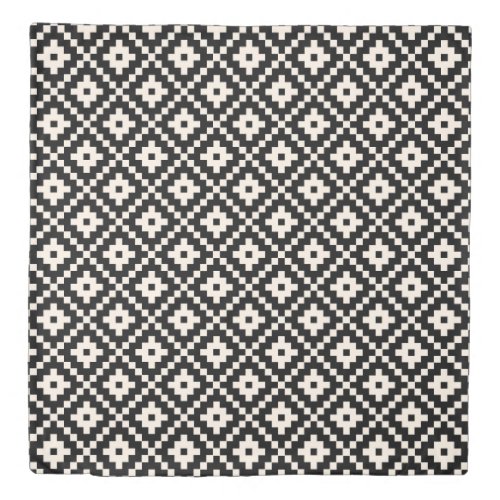 Aztec Style Block Print BlackCream Pattern Duvet Cover