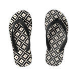 Aztec Style Block Print Black+Cream Pattern Kid&#39;s Flip Flops