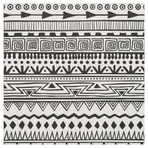Aztec style pattern black white pattern fabric