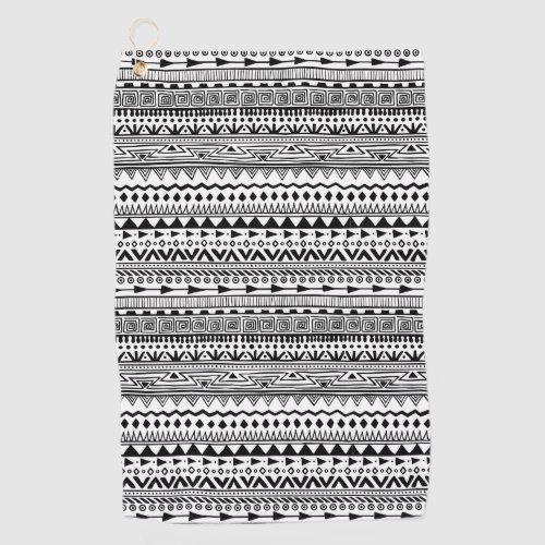 Aztec style pattern black white pattern golf towel