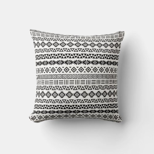Aztec Style Pattern II _ Monochrome Throw Pillow