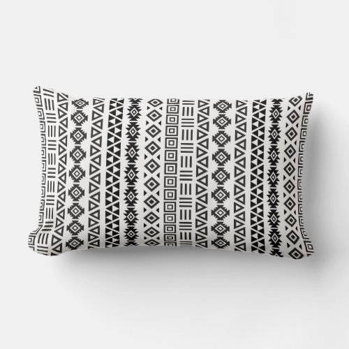 Aztec Style Pattern II v _ Monochrome Lumbar Pillow