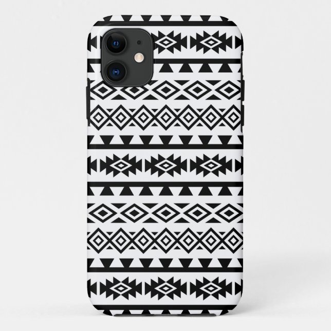 Aztec Stylized Big Pattern II Black on White Case-Mate iPhone Case (Back)
