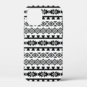 Aztec Stylized Big Pattern II Black on White iPhone 12 Mini Case