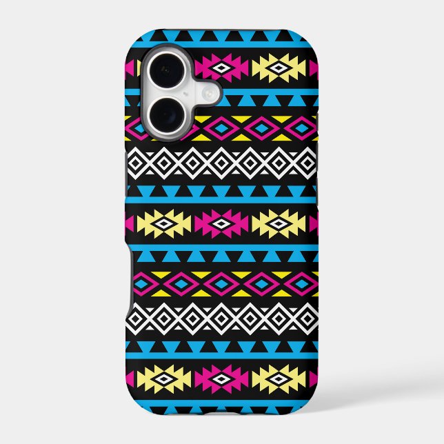 Aztec Stylized Big Pattern II CMYBW Iphone Case (Back)