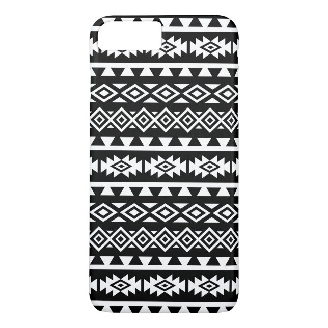 Aztec Stylized Big Pattern II White on Black Case-Mate iPhone Case (Back)
