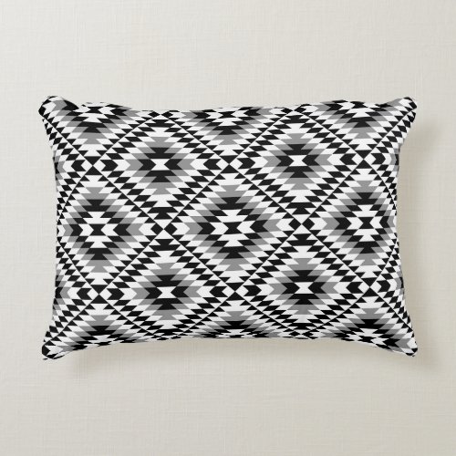 Aztec Stylized BWGray Symbol Pattern Accent Pillow