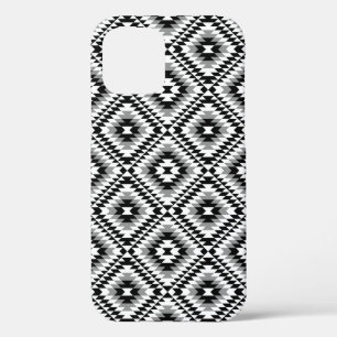 Aztec Stylized BW+Gray Symbol Pattern iPhone 12 Case