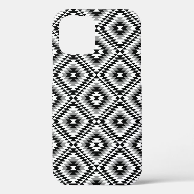 Aztec Stylized BW+Gray Symbol Pattern Case-Mate iPhone Case (Back)