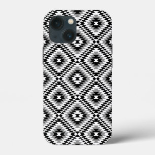 Aztec Stylized BW+Gray Symbol Pattern iPhone 13 Mini Case