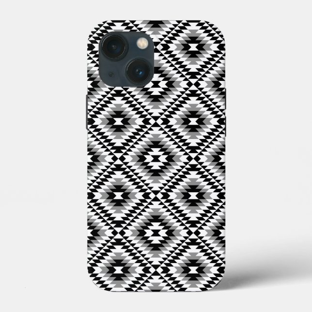 Aztec Stylized BW+Gray Symbol Pattern Case-Mate iPhone Case (Back)