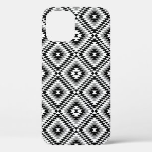 Aztec Stylized BW+Gray Symbol Pattern iPhone 12 Pro Case