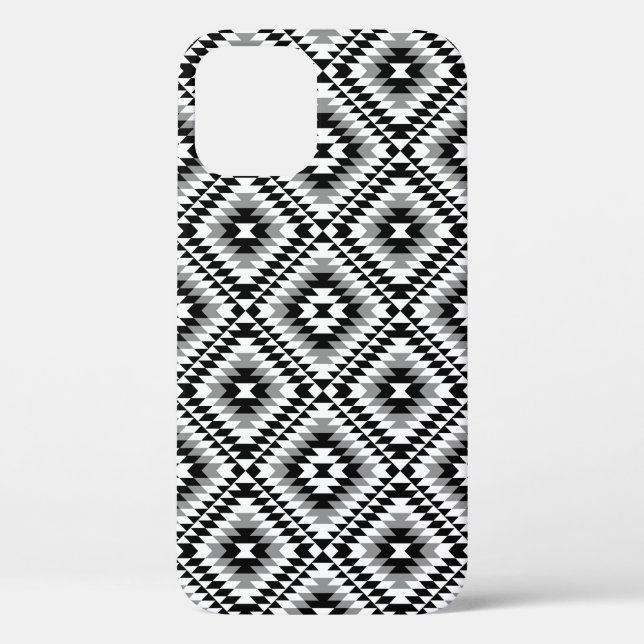 Aztec Stylized BW+Gray Symbol Pattern Case-Mate iPhone Case (Back)