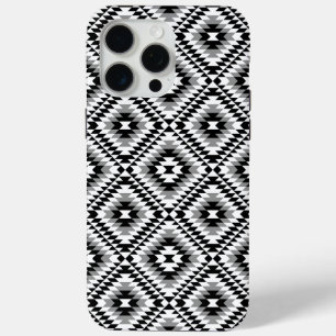 Aztec Stylized BW+Gray Symbol Pattern iPhone 15 Pro Max Case