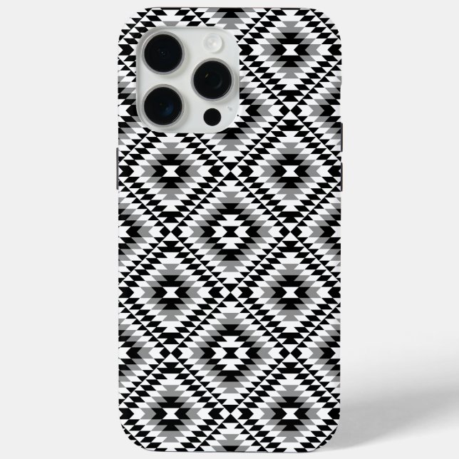Aztec Stylized BW+Gray Symbol Pattern Case-Mate iPhone Case (Back)