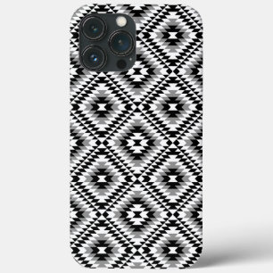 Aztec Stylized BW+Gray Symbol Pattern iPhone 13 Pro Max Case
