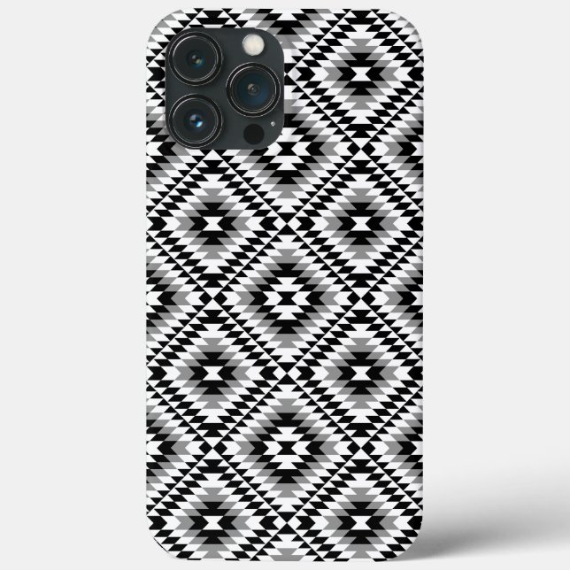 Aztec Stylized BW+Gray Symbol Pattern Case-Mate iPhone Case (Back)