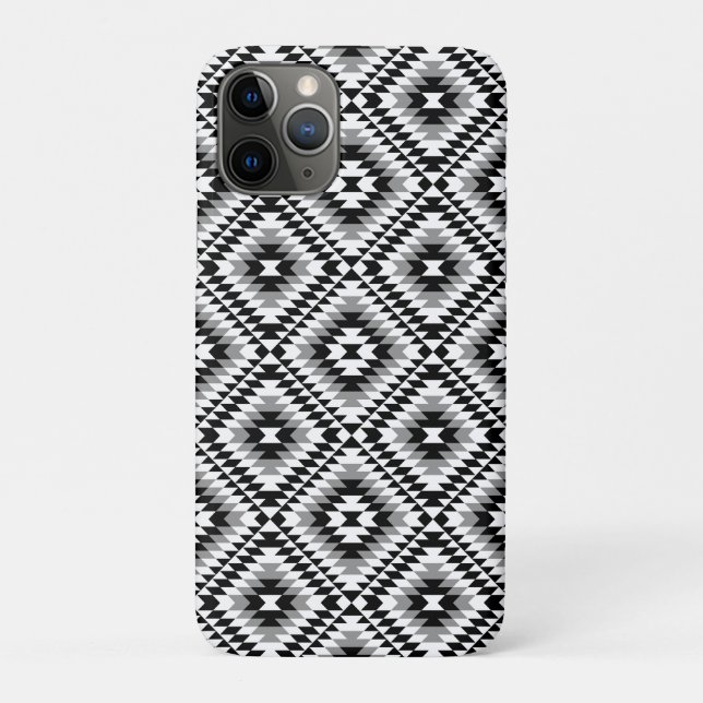Aztec Stylized BW+Gray Symbol Pattern Case-Mate iPhone Case (Back)