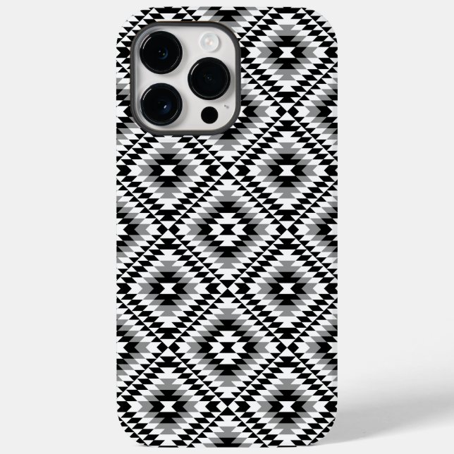 Aztec Stylized BW+Gray Symbol Pattern Case-Mate iPhone Case (Back)