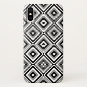 Aztec Stylized BW+Gray Symbol Pattern iPhone X Case
