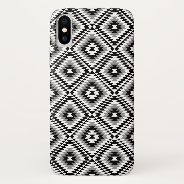 Aztec Stylized BW+Gray Symbol Pattern Case-Mate iPhone Case (Back)