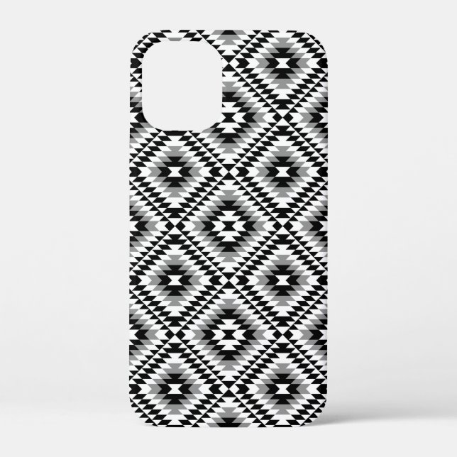 Aztec Stylized BW+Gray Symbol Pattern Case-Mate iPhone Case (Back)
