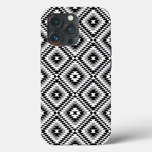 Aztec Stylized BWGray Symbol Pattern iPhone 13 Pro Case